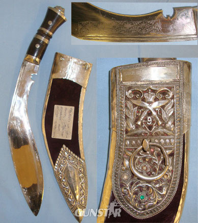  Ornate Presentation Kukri To Sher Bahadur Thapa Victoria Cross 9th Gurkha Rifles Other Blade