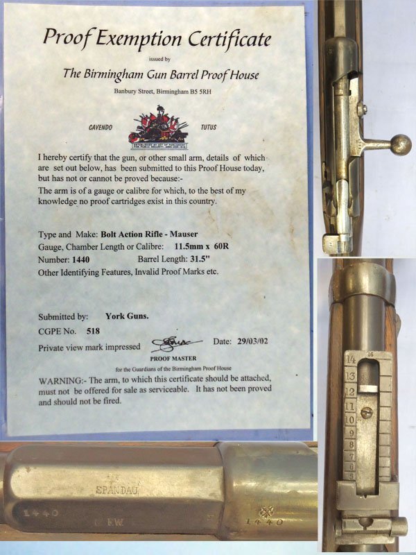  Mauser Model 1871/84 (11x60R) Bolt Action 11 mm Rifle