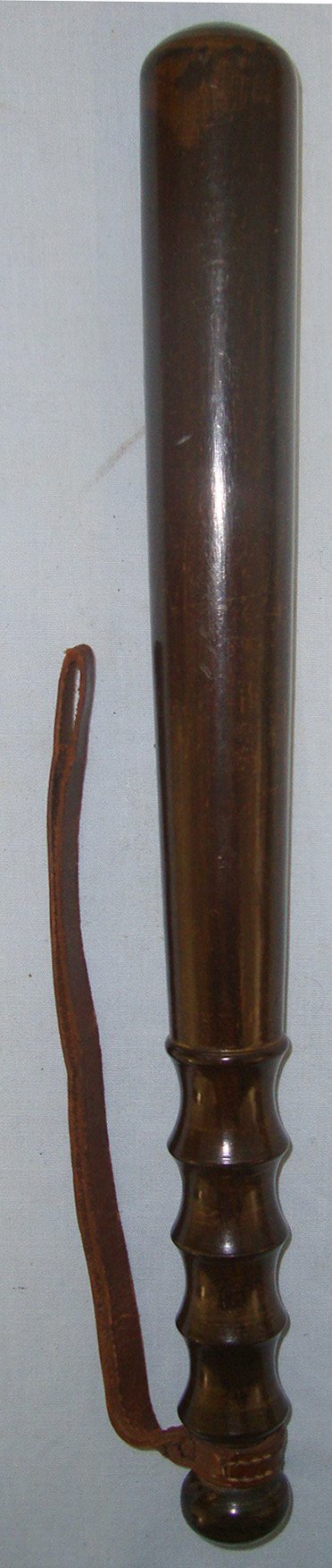  MINT**WW1 Hiatt & Co Birmingham 1914-1919 Dated, Polychrome Decorated British Blackburn Special Constable’s Lignum Vitae Tropical Hard Wood Presentation Police Truncheon & Leather Wrist Strap. Sn 22196  Antique & Militaria