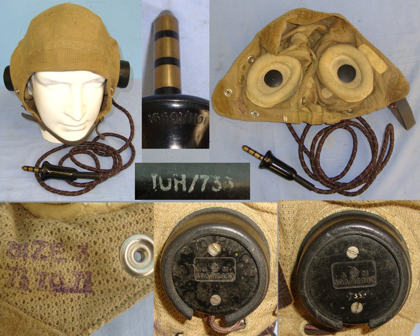 UN-ISSUED**UN-WORN**WW2 Era British RAF / Air Ministry Type E Airtex Lightweight Coastal Command / Tropical / Desert Wired Pilot & Air Crew Flying Helmet Size 3 UK 7 ½ To 7 3/4. AE 335  Clothing