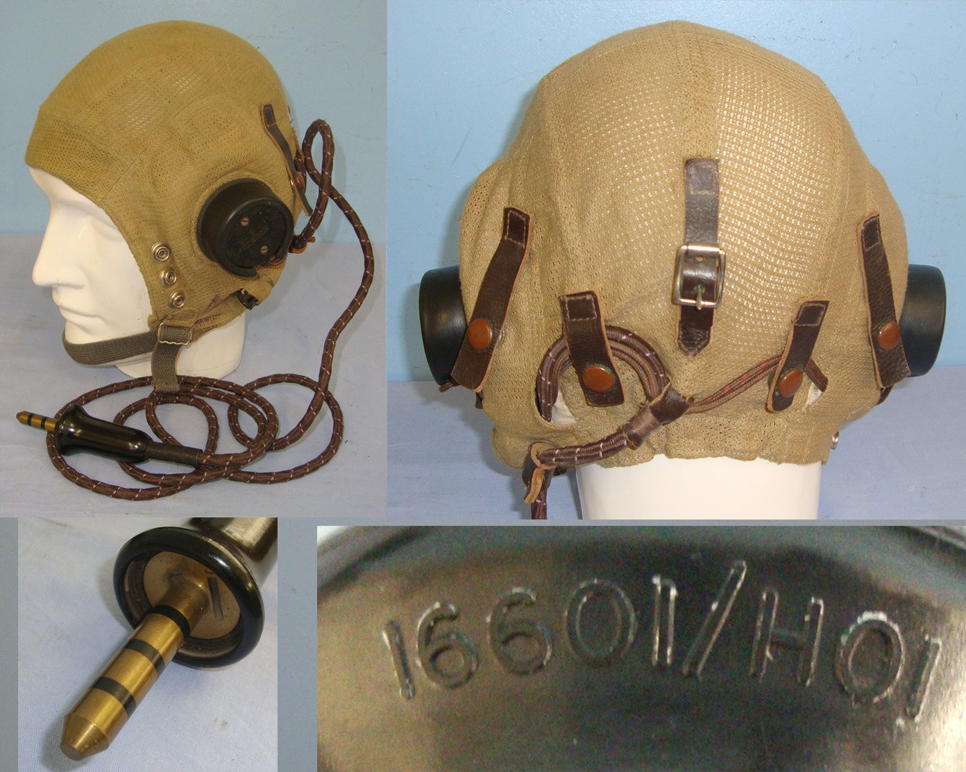  UN-ISSUED**UN-WORN**WW2 Era British RAF / Air Ministry Type E Airtex Lightweight Coastal Command / Tropical / Desert Wired Pilot & Air Crew Flying Helmet Size 3 UK 7 ½ To 7 3/4. AE 335  Clothing