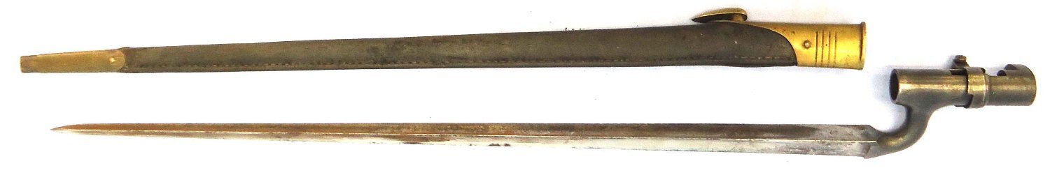 {CATEGORY} - British, 1876 Pattern Martini Henry Rifle Socket Bayonet and Scabbard. BAYO 378 Bayonet in 