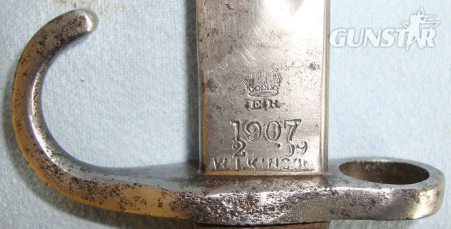  Wilkinson Early 1st Pattern, 1909 Dated Hook Quillon '07' Sword Bayonet By Wilki Bayonet