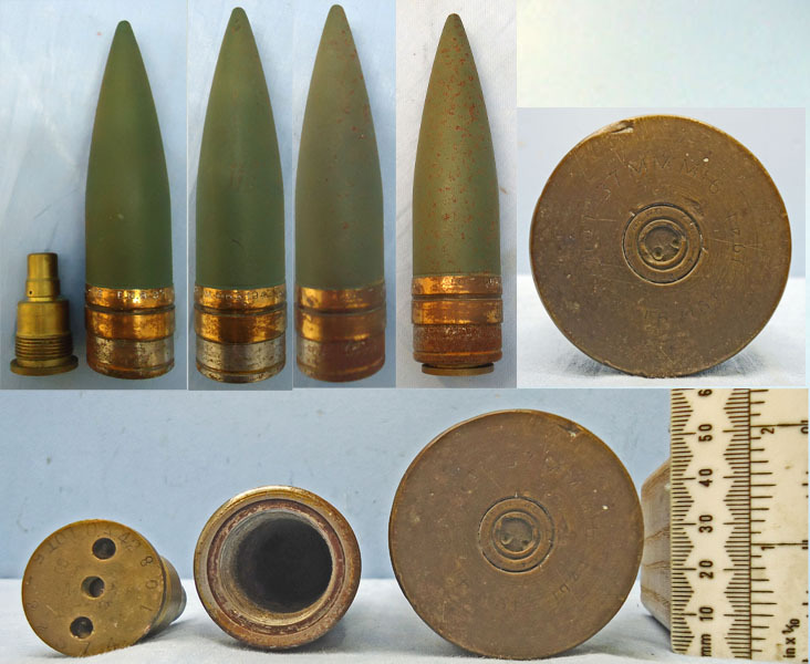 INERT DEACTIVATED. WW2 1942 Dated, Unfired American 37mm M16 (37 x 222R), HE (High Explosive) Base Fused Tank/ Anti-Tank Gun Round. - 19530:14 INERT DEACTIVATED. WW2 1942 Dated, Unfired American 37mm M16 (37 x 222R), HE (High Explosive) Base Fused Tank/ Anti-Tank Gun Round. - 19530:14  Other Ammunition