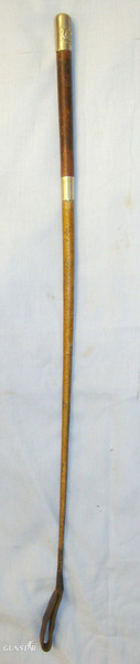  WW1 Era British Officers Brown Leather Covered Swagger / Riding Crop With Brass Mounts Embossed With Honourable Artillery Company (HAC) Regimental Badge & Crest  Antique & Militaria