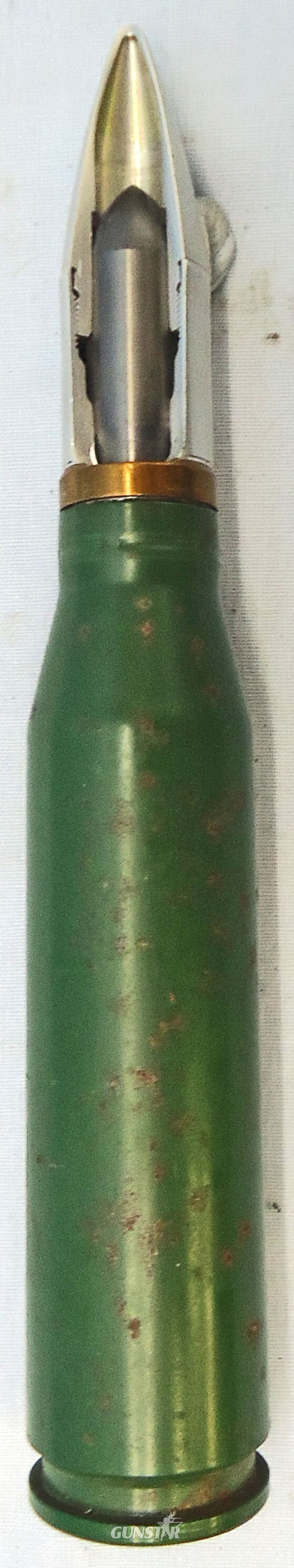 INERT DEACTIVATED. Unfired, British, British Marco Made Oerlikon 20mm KAA/5TG (20x128) APCR (Armour Piercing Composite Rigid) ¾ Sectioned Cannon Round. - O 1993 INERT DEACTIVATED. Unfired, British, British Marco Made Oerlikon 20mm KAA/5TG (20x128) APCR (Armour Piercing Composite Rigid) ¾ Sectioned Cannon Round. - O 1993  Other Ammunition - {CATEGORY} in 