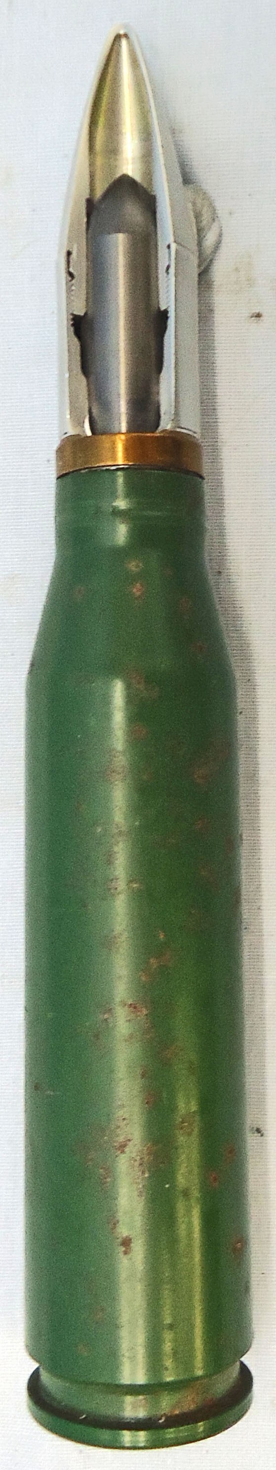 INERT DEACTIVATED. Unfired, British, British Marco Made Oerlikon 20mm KAA/5TG (20x128) APCR (Armour Piercing Composite Rigid) ¾ Sectioned Cannon Round. - O 1993 INERT DEACTIVATED. Unfired, British, British Marco Made Oerlikon 20mm KAA/5TG (20x128) APCR (Armour Piercing Composite Rigid) ¾ Sectioned Cannon Round. - O 1993  Other Ammunition - {CATEGORY} in 