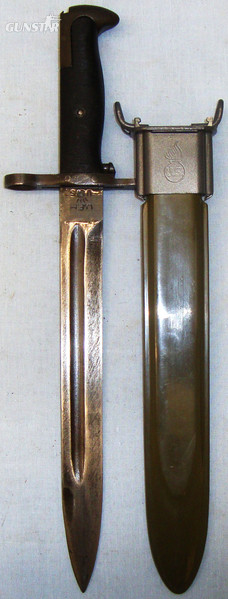 U.S. M1 Bayonet and Scabbard for the Garand Rifle By U.F.H. (Union Fork and Hoe). BAYO 2618. Bayonet in 