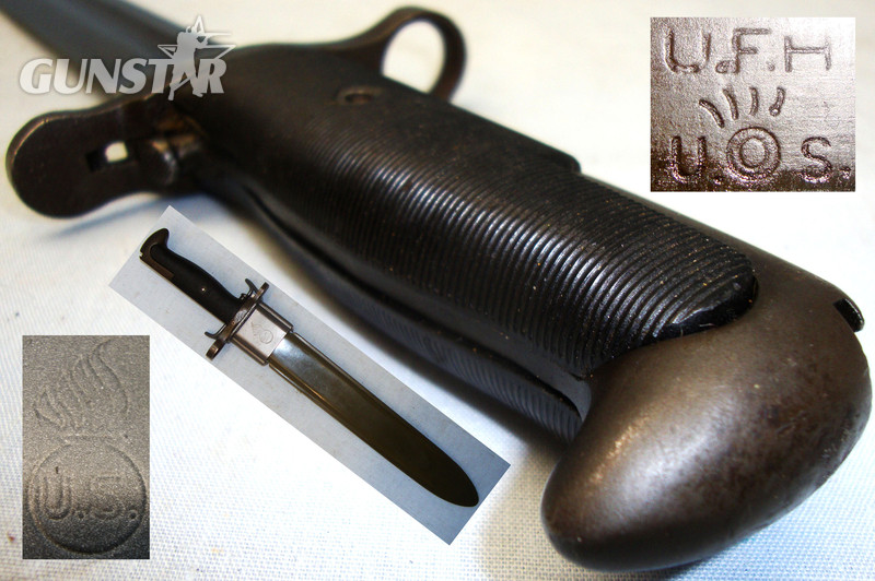 U.S. M1 Bayonet and Scabbard for the Garand Rifle By U.F.H. (Union Fork and Hoe). BAYO 2618. Bayonet