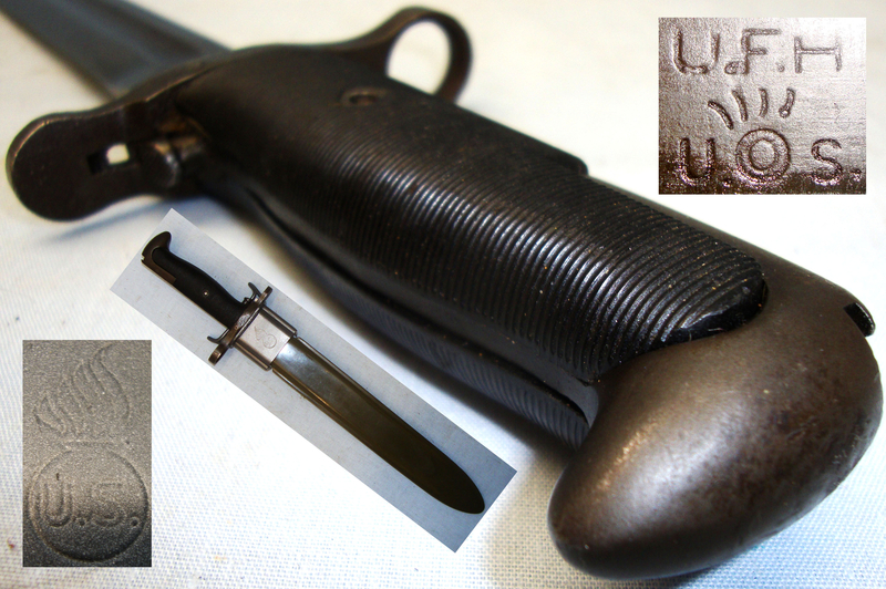 U.S. M1 Bayonet and Scabbard for the Garand Rifle By U.F.H. (Union Fork and Hoe). BAYO 2618. Bayonet