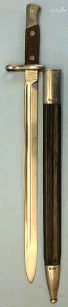 Spanish M1893 Sword Bayonet & Steel Mounted Leather Scabbard. Bayonet in 