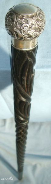 George III, 1803-1804 Antique Hand Carved Ebony Gentleman’s Walking Stick With O QUALITY, George III, 1803-1804 Antique Hand Carved Ebony Gentleman’s Walking Sti Other Accessory