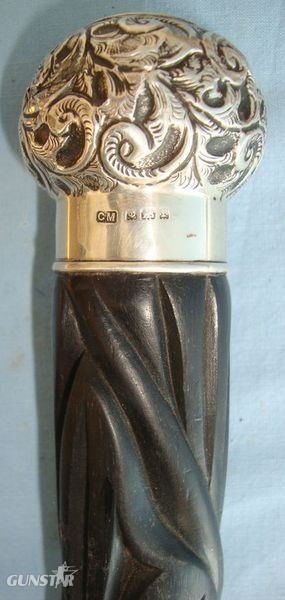  George III, 1803-1804 Antique Hand Carved Ebony Gentleman’s Walking Stick With O QUALITY, George III, 1803-1804 Antique Hand Carved Ebony Gentleman’s Walking Sti Other Accessory