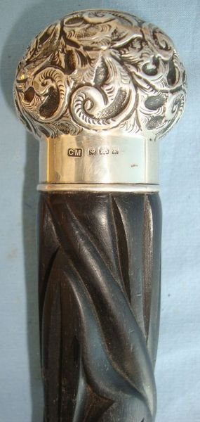 George III, 1803-1804 Antique Hand Carved Ebony Gentleman’s Walking Stick With O QUALITY, George III, 1803-1804 Antique Hand Carved Ebony Gentleman’s Walking Sti Other Accessory