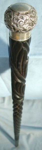 George III, 1803-1804 Antique Hand Carved Ebony Gentleman’s Walking Stick With O QUALITY, George III, 1803-1804 Antique Hand Carved Ebony Gentleman’s Walking Sti Other Accessory