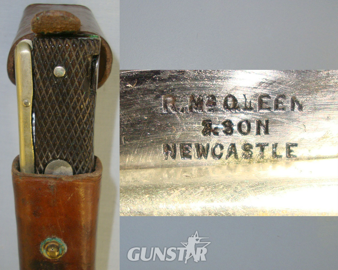 1880-1890 Boer War Era British Officer’s Private Purchase Robert McQueen & Son Newcastle Folding Bowie Knife With Leather Scabbard. **FROM THE DAVID HAYDEN-WRIGHT COLLECTION** Sn 20812 Knive