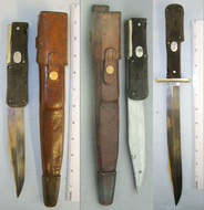1880-1890 Boer War Era British Officer’s Private Purchase Robert McQueen & Son Newcastle Folding Bowie Knife With Leather Scabbard. **FROM THE DAVID HAYDEN-WRIGHT COLLECTION** Sn 20812 Knive