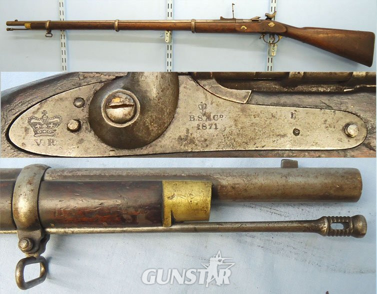Enfield Enfield Pattern 1853, 3 Band .577 Percussion Calibre, Second Pattern Snider Rifle by BSA Co. Sn - 21570 Single Shot .577 Rifle