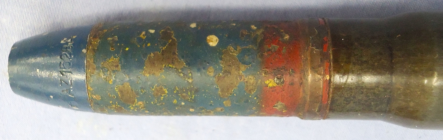 INERT DEACTIVATED. German WW2, 1944 Dated, 20 mm MK151/20 (20x82) Phosphorous Incendiary Trace Cannon Round. Sn - 22995 INERT DEACTIVATED. German WW2, 1944 Dated, 20 mm MK151/20 (20x82) Phosphorous Incendiary Trace Cannon Round. Sn - 22995 Various Other Ammunition - {CATEGORY}