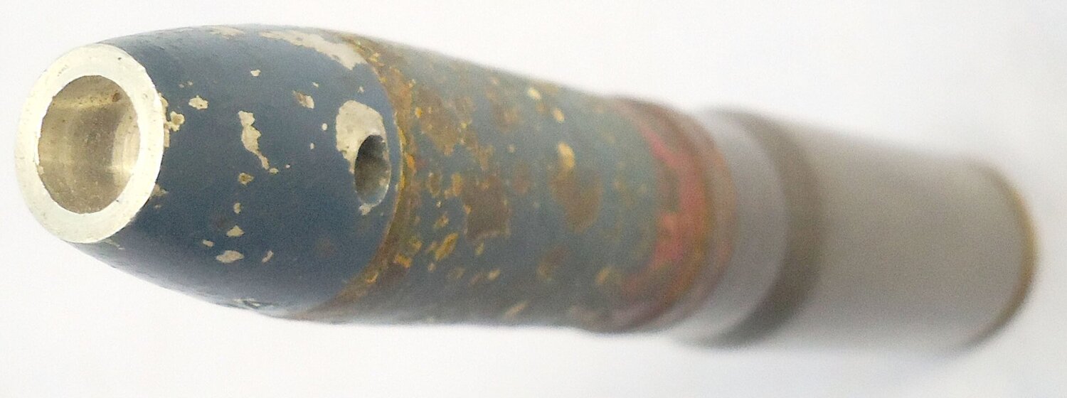 INERT DEACTIVATED. German WW2, 1944 Dated, 20 mm MK151/20 (20x82) Phosphorous Incendiary Trace Cannon Round. Sn - 22995 INERT DEACTIVATED. German WW2, 1944 Dated, 20 mm MK151/20 (20x82) Phosphorous Incendiary Trace Cannon Round. Sn - 22995 Various Other Ammunition 