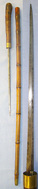 Victorian / Edwardian Era Bamboo Dagger Sword Stick With Flat Diamond Form Blade & Root Ball Handle. Sn 21165 Sword