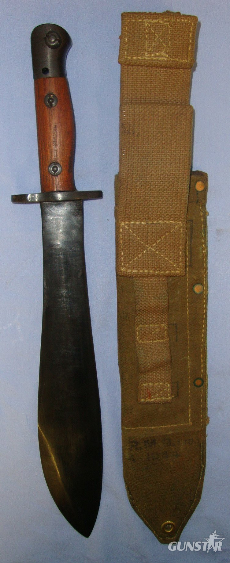  EXTREMELY RARE ONE OF ONLY 3,412**Original WW2 Australian WD Paratrooper’s Mark 1 Machete Bayonet For No.1 Rifles With ‘Slaz 43’ (Slazenger 1943 Grips) & 1944 Dated Scabbard By RML Ltd. Sn 22960 Bayonet