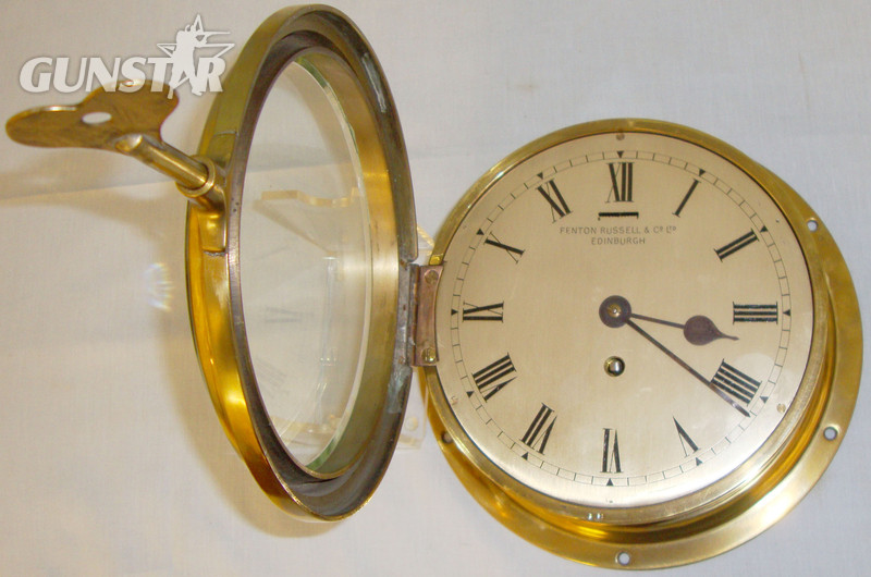C1930’s- 1940’s Brass Cased Naval Bulkhead Ship’s Clock By Fenton Russell & Co Ltd, Edinburgh, Scotland with Quality German Movement, In Full Working Order Complete with Key. Sn 14157. C1930’s- 1940’s Brass Cased Naval Bulkhead Ship’s Clock By Fenton Russell & Co Ltd, Edinburgh, Scotland with Quality German Movement, In Full Working Order Complete with Key. Sn 14157. Other Accessory