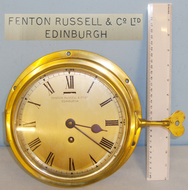 C1930’s- 1940’s Brass Cased Naval Bulkhead Ship’s Clock By Fenton Russell & Co Ltd, Edinburgh, Scotland with Quality German Movement, In Full Working Order Complete with Key. Sn 14157. C1930’s- 1940’s Brass Cased Naval Bulkhead Ship’s Clock By Fenton Russell & Co Ltd, Edinburgh, Scotland with Quality German Movement, In Full Working Order Complete with Key. Sn 14157. Other Accessory