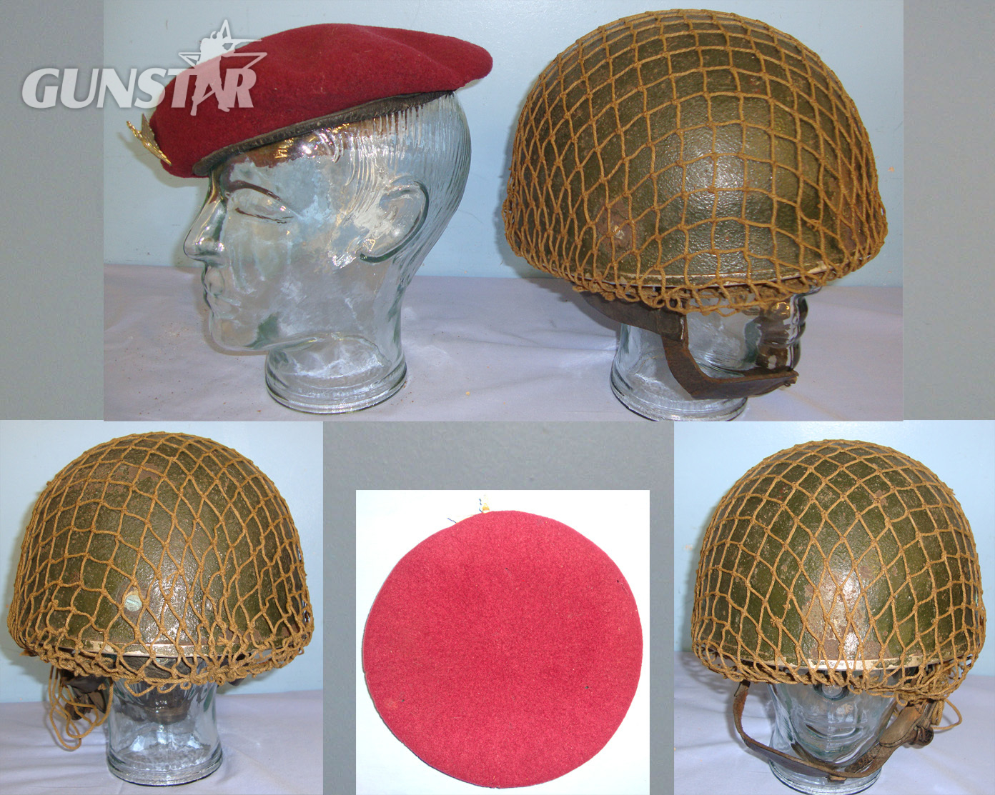  FOUND TOGETHER**WW2 1943 ‘Arnhem’ British All Steel 2nd Pattern Paratroopers Jump Helmet By BMB With Liner, Leather Chin Strap, Camo Net & WW2 British Parachute Regiment Red Beret With Kings Crown Para Wings Cap Badge. Sn 20951  Clothing