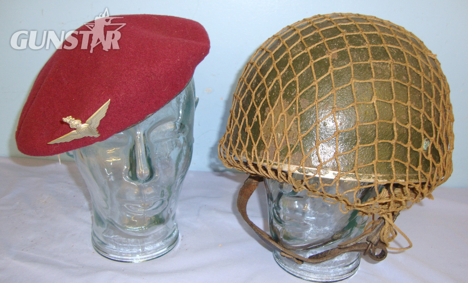 FOUND TOGETHER**WW2 1943 ‘Arnhem’ British All Steel 2nd Pattern Paratroopers Jump Helmet By BMB With Liner, Leather Chin Strap, Camo Net & WW2 British Parachute Regiment Red Beret With Kings Crown Para Wings Cap Badge. Sn 20951  Clothing in 