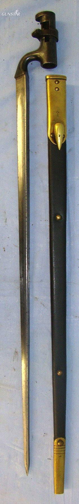 British WD Pattern 1876 Martini Henry Socket Bayonet & WD MK II Scabbard. BAYO 201 Bayonet in 