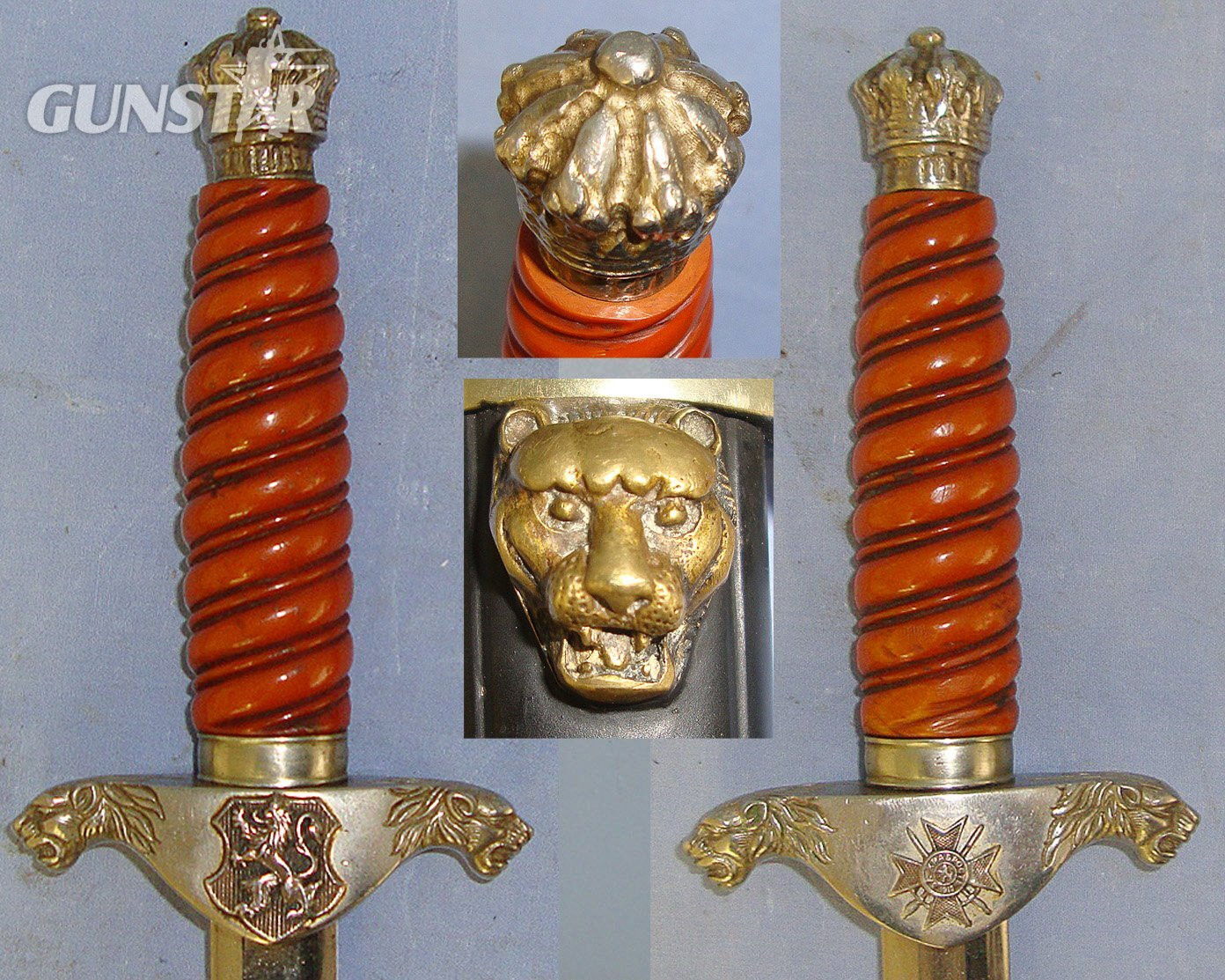 RARE**ORIGINAL**1920’s -1940’s WW2 Era Bulgarian Axis Forces Army Officer’s Dagger With Etched Blade ‘Duty & Honour’ Scabbard & Hangers. Sn 23188 Dagger