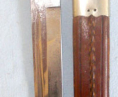 Victorian Era German Solingen Made Hunting Dagger Spanish Export ‘El Correo Calidad Superior’ with Ebony & Polished Horn Hilt Inlaid with Antique Ivory Studs, Blade Period Inscribed To ‘S. Lawton’, German Silver Mounts & Leather Scabbard. Sn 14623 Knive