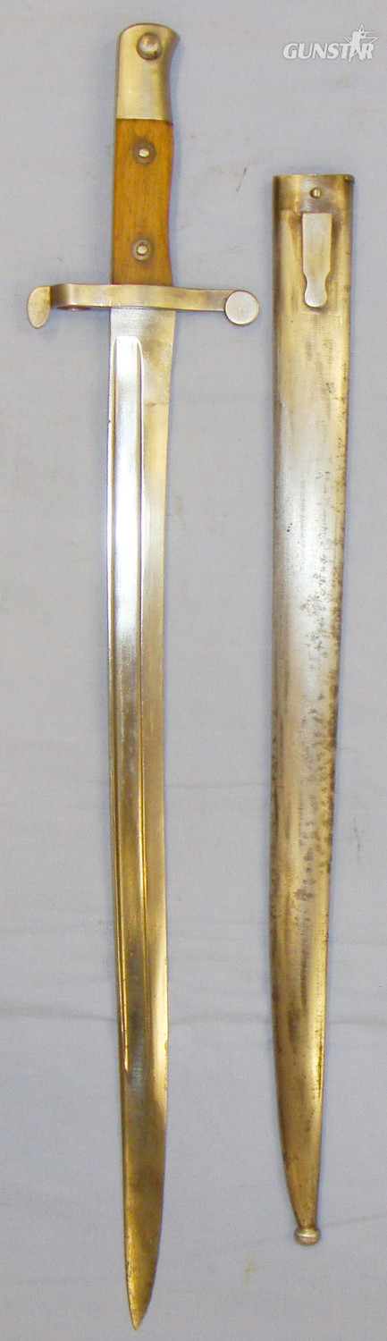 Portugese M1885 Guedes & M1886 Kropatschek Rifle Bayonet and Scabbard. 20821:14. Bayonet in 