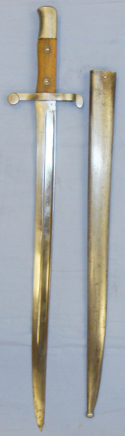  Portugese M1885 Guedes & M1886 Kropatschek Rifle Bayonet and Scabbard. 20821:14. Bayonet