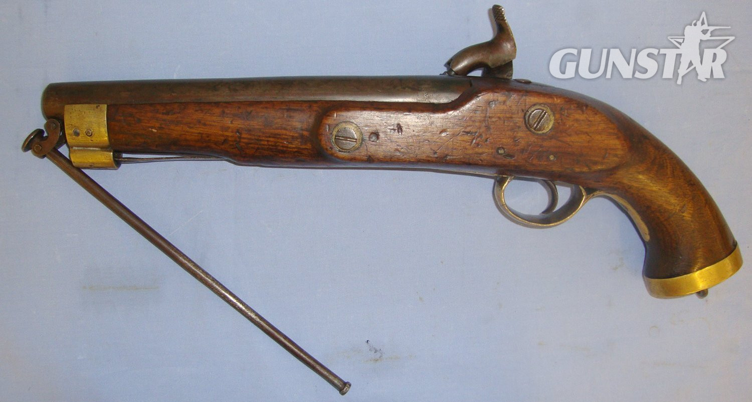  Victorian 1858 British WD Enfield Tower .650 Carbine Calibre Percussion Pistol With Regulation Brass Fittings, Military Lanyard Ring & Captive Ram Rod. Sn 21449:2 .65 Cal Muzzleloader Muzzleloader