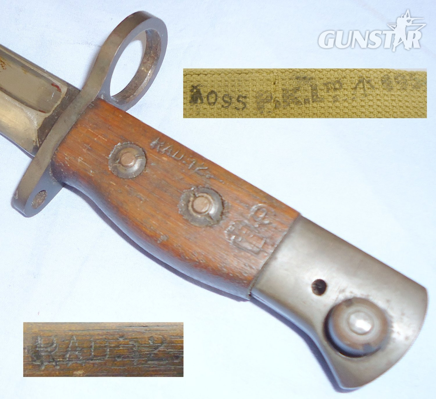 WWII British No. 5 Mk I (Jungle Carbine) Bayonet Scabbard and Webbing Frog. BAYO 483. Bayonet