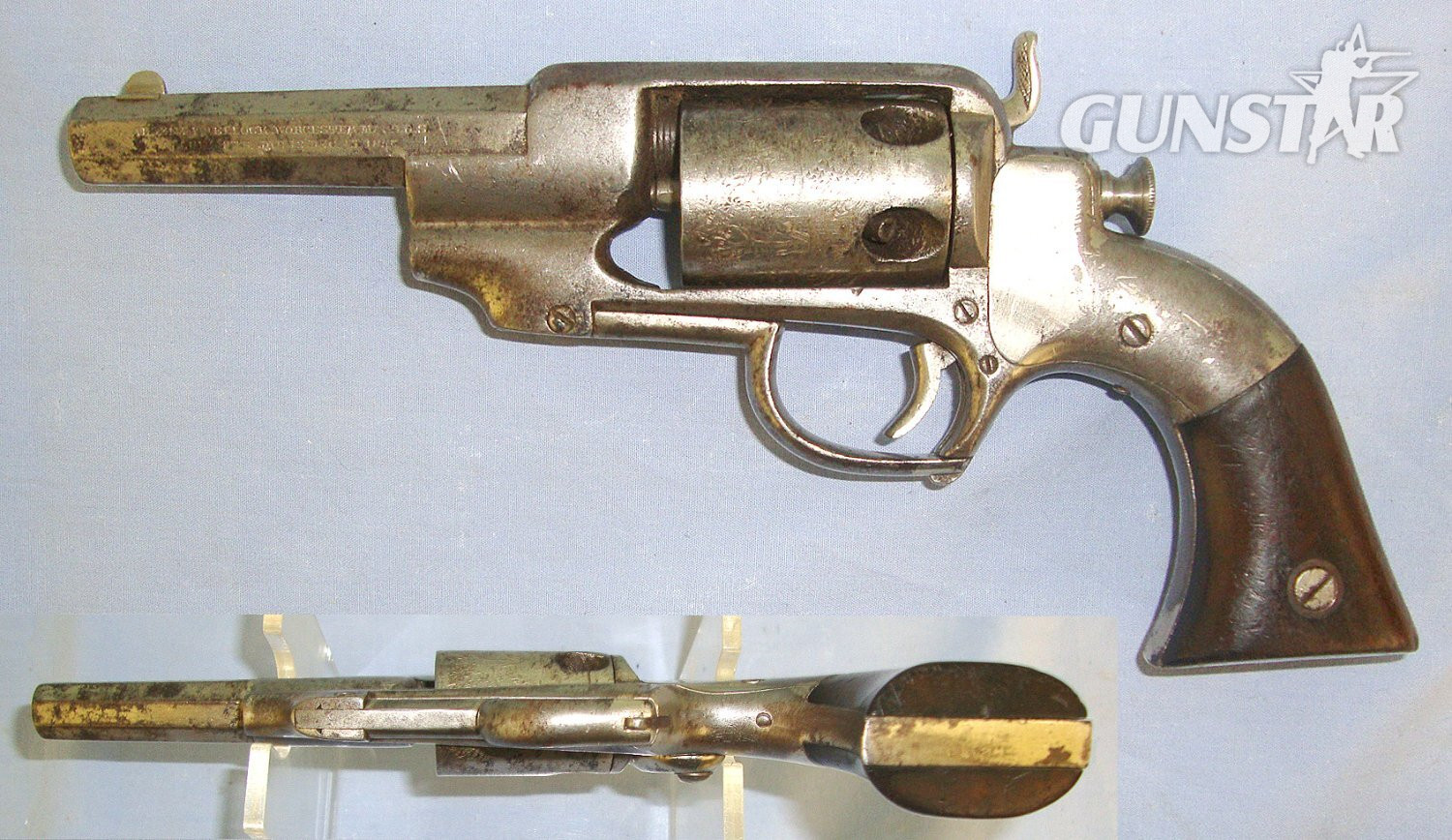  AMERICAN CIVIL WAR ERA**FACTORY NICKEL PLATED**C1860’s Allen & Wheelock Worcester Mass USA 1858 Patent Side Hammer Single Action .32 Calibre Cap & Ball 5 Shot Percussion Revolver With Octagonal Barrel. Sn 23440 revolver .32 Revolver
