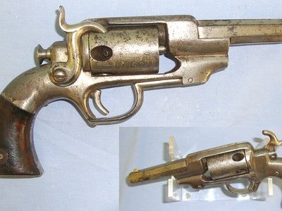 AMERICAN CIVIL WAR ERA**FACTORY NICKEL PLATED**C1860’s Allen & Wheelock Worcester Mass USA 1858 Patent Side Hammer Single Action .32 Calibre Cap & Ball 5 Shot Percussion Revolver With Octagonal Barrel. Sn 23440 revolver .32 Revolver