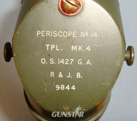 British WD WW2 Era No.14 TPL MK 4 Brass Trench Periscope By R&J Beck Ltd With Sc No.14 TPL MK 4 Brass Trench Periscope By R&J Beck Ltd With Screw Off Wood Handle Sight & Optic