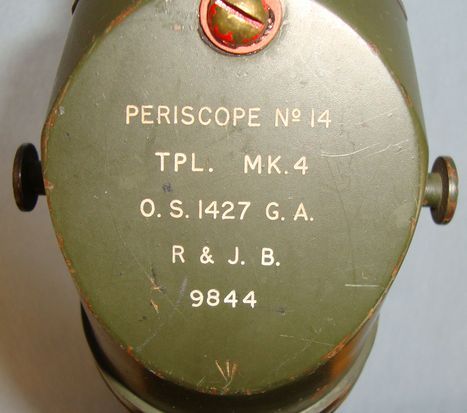  British WD WW2 Era No.14 TPL MK 4 Brass Trench Periscope By R&J Beck Ltd With Sc No.14 TPL MK 4 Brass Trench Periscope By R&J Beck Ltd With Screw Off Wood Handle Sight & Optic
