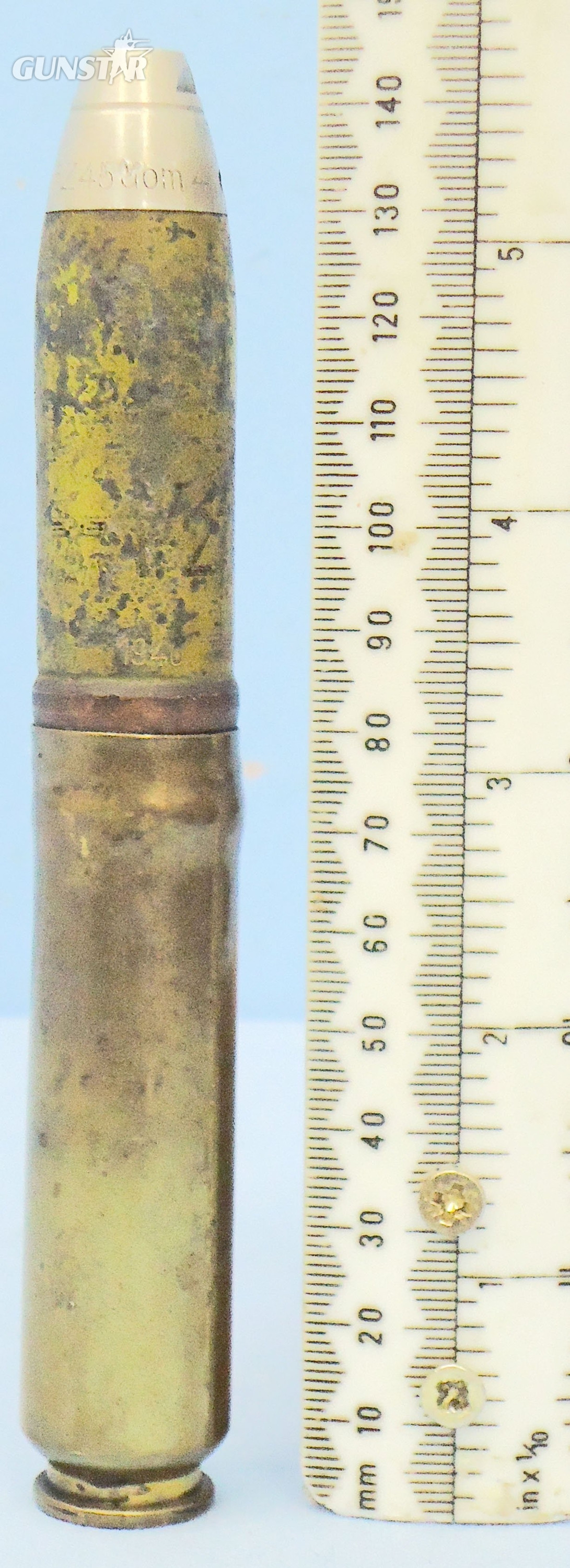 DEACTIVATED INERT. WW2, German 1941 Dated 20 mm FFM (20x80) HET (High Explosive Tracer) Cannon Round. Sn - 22441:4 DEACTIVATED INERT. WW2, German 1941 Dated 20 mm FFM (20x80) HET (High Explosive Tracer) Cannon Round. Sn - 22441:4  Other Ammunition in 