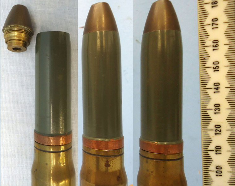  INERT DEACTIVATED. 1938 Dated, Swiss Made 20mm Hispano-Suiza (20x110) HS 404 Aircraft Cannon High Explosive (HE) Round. - O 1819 INERT DEACTIVATED. 1938 Dated, Swiss Made 20mm Hispano-Suiza (20x110) HS 404 Aircraft Cannon High Explosive (HE) Round. - O 1819  Other Ammunition