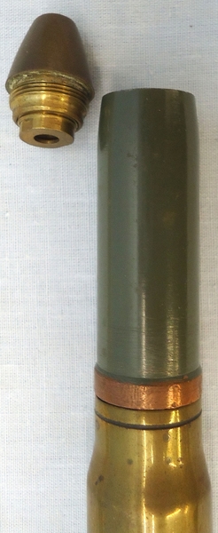 INERT DEACTIVATED. 1938 Dated, Swiss Made 20mm Hispano-Suiza (20x110) HS 404 Aircraft Cannon High Explosive (HE) Round. - O 1819 INERT DEACTIVATED. 1938 Dated, Swiss Made 20mm Hispano-Suiza (20x110) HS 404 Aircraft Cannon High Explosive (HE) Round. - O 1819  Other Ammunition - {CATEGORY} in 