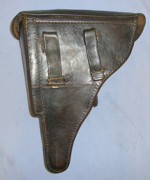  WW2 Era Nazi Marked WaA 788 (Juliuswerk-J. Schmidt & Sohn) German Luger PO8 9mm Semi Automatic Pistol Dark Brown Leather Hard Case Holster  Other Accessory