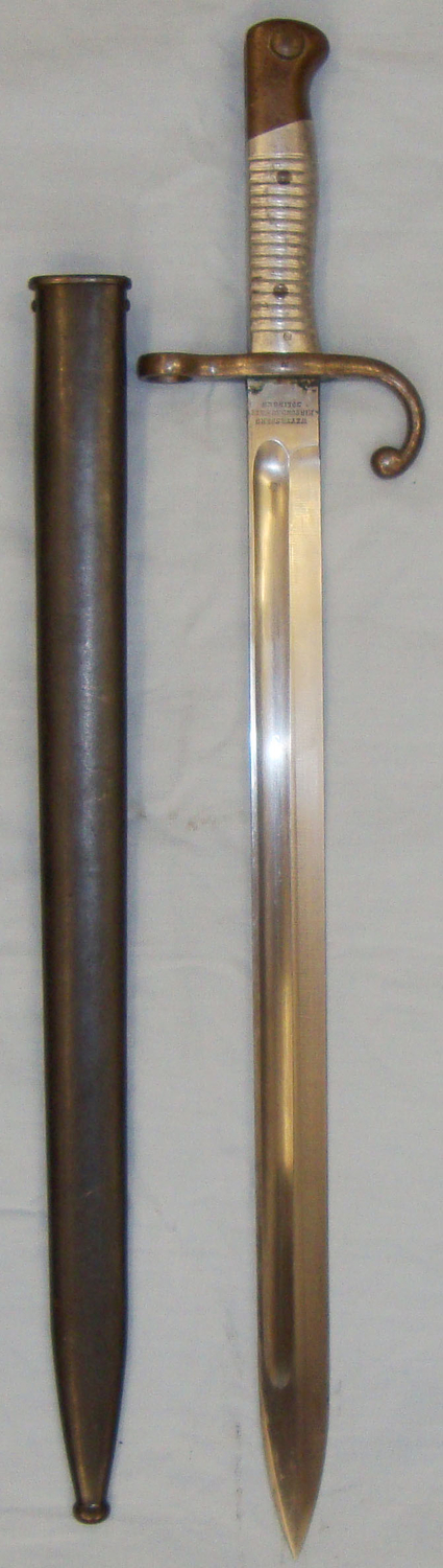  Matching Numbers* Argentine ‘Modelo Argentino 1891 Bayonet and Scabbard. Sn 7989. Bayonet