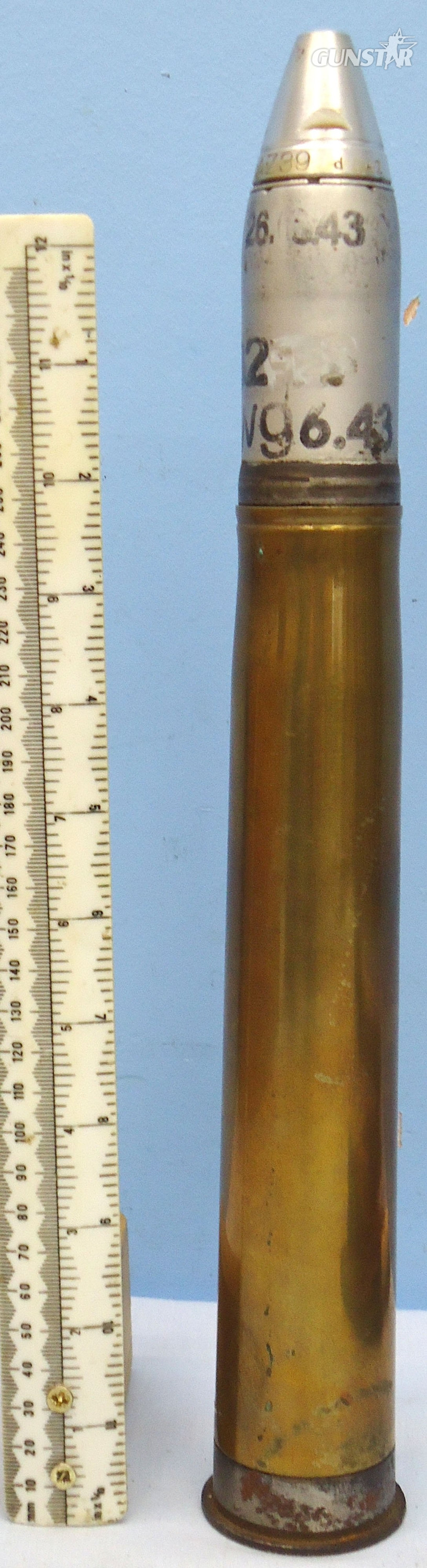 INERT DEACTIVATED. German WW2, 1937 Dated 3.7cm PAK 36 (37x250) HE (High Explosive) Round With Rare Two Piece Brass And Steel Composite Cartridge Case. Sn - 22189 INERT DEACTIVATED. German WW2, 1937 Dated 3.7cm PAK 36 (37x250) HE (High Explosive) Round With Rare Two Piece Brass And Steel Composite Cartridge Case. Sn - 22189  Other Ammunition - {CATEGORY} in 