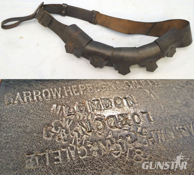 WW1, 1918 dated, Officers 50 Round (5 x 10 Round Pouches) Leather .303 Calibre Ammunition Bandolier By Marney & Co Ltd Walsall G&M. - MISC 895 Officers 50 Round (5 x 10 Round Pouches) Leather .303 Calibre Ammunition Bandolier By Marney & Co Ltd Walsall G&M. - MISC 895 Other Accessory in 