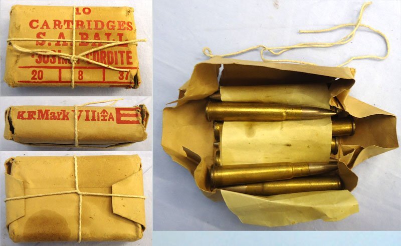  INERT DEACTIVATED. Scarce, Indian, Kirkee Arsenal 10 Round, 1937 Dated, .303 Mark VII Ball Round Service Pack. - O 2296 INERT DEACTIVATED. Scarce, Indian, Kirkee Arsenal 10 Round, 1937 Dated, .303 Mark VII Ball Round Service Pack. - O 2296 Various Other Ammunition