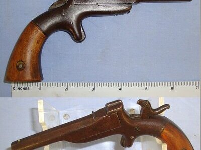 C1870-1880’s American Remington-Elliot Derringer / Pocket Form .38 Rim Fire Obsolete Calibre Single Shot Pistol With Pivot Octagonal Barrel. Sn 23781 pocket pistol derringer .38 Deringer